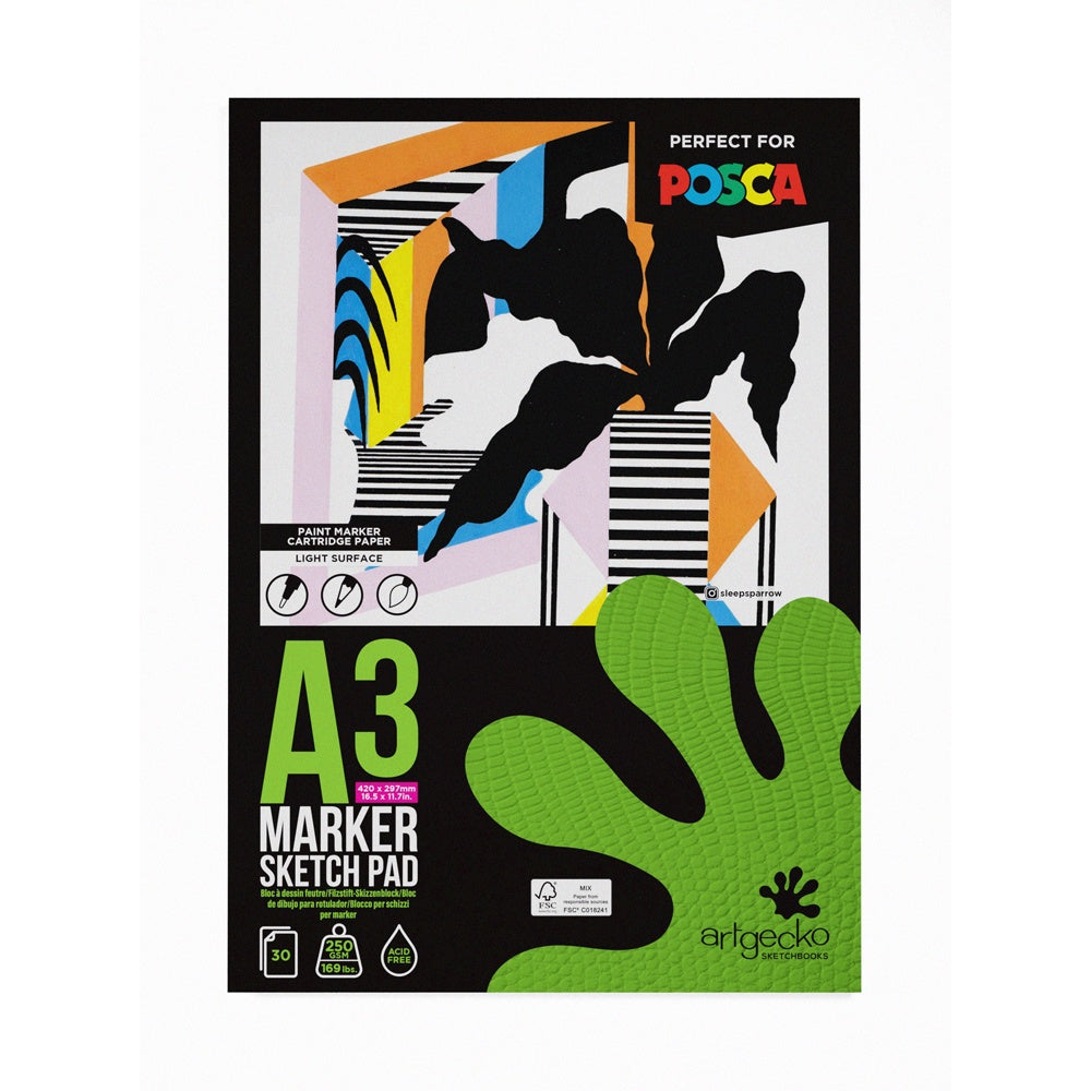Artgecko Marker Sketch Pad A3 250gsm 30 Sheet