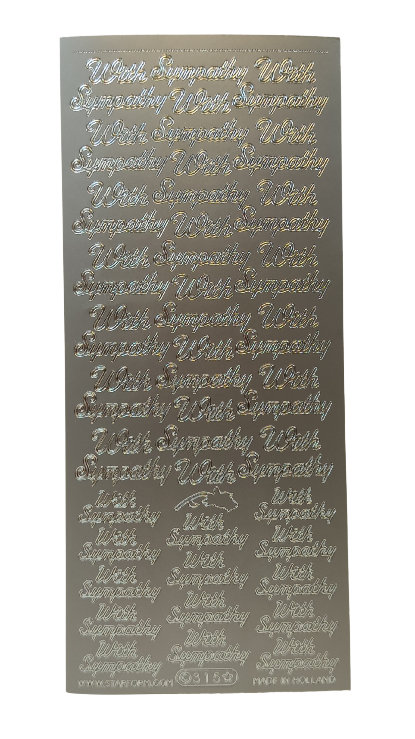 #PC315S - With Sympathy Text Silver
