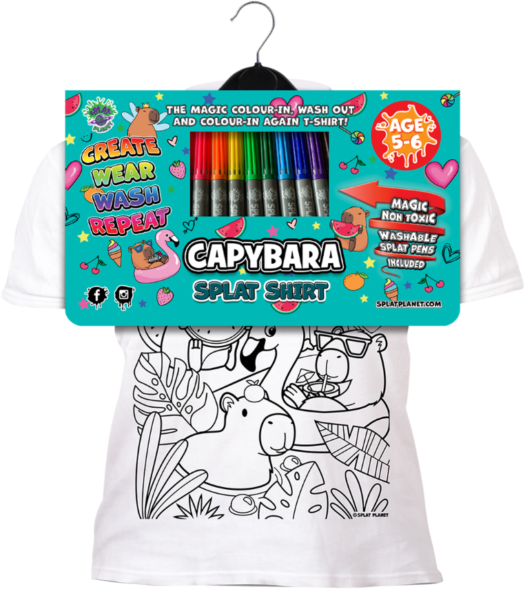 Colour-in Capybara T-Shirt - White: 5-6 years