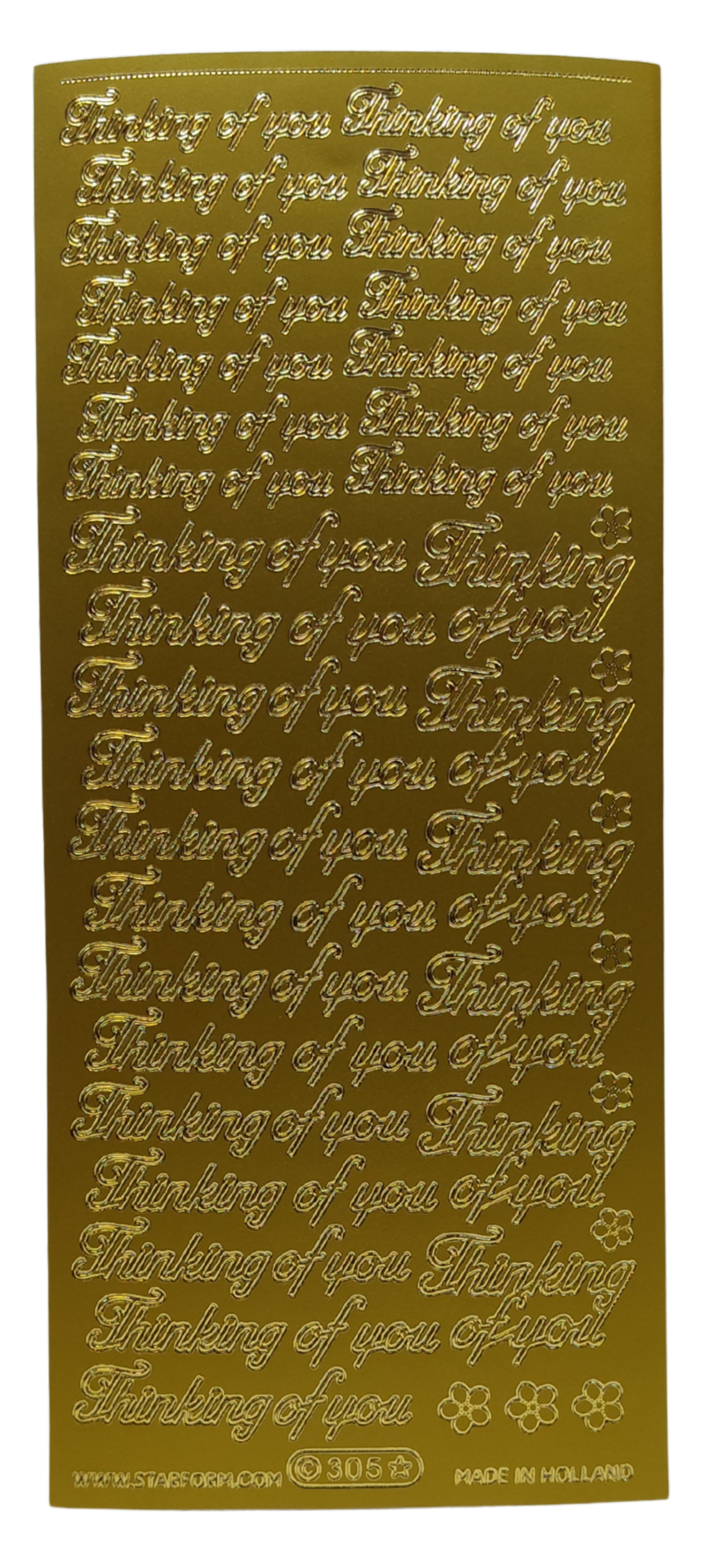 #PC305G - Thinking Of You Text-Gold
