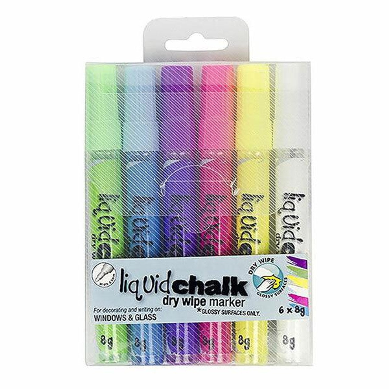 Texta Liquid Chalk Dry Wipe Asst colours 6 Pack