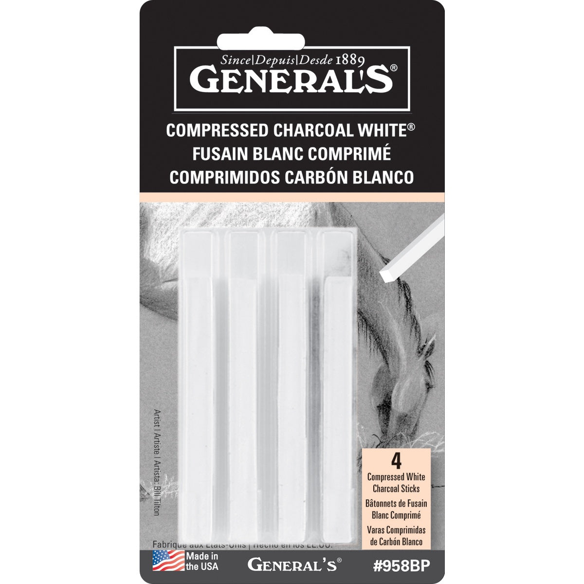 General's Charcoal Sticks White 4Pce