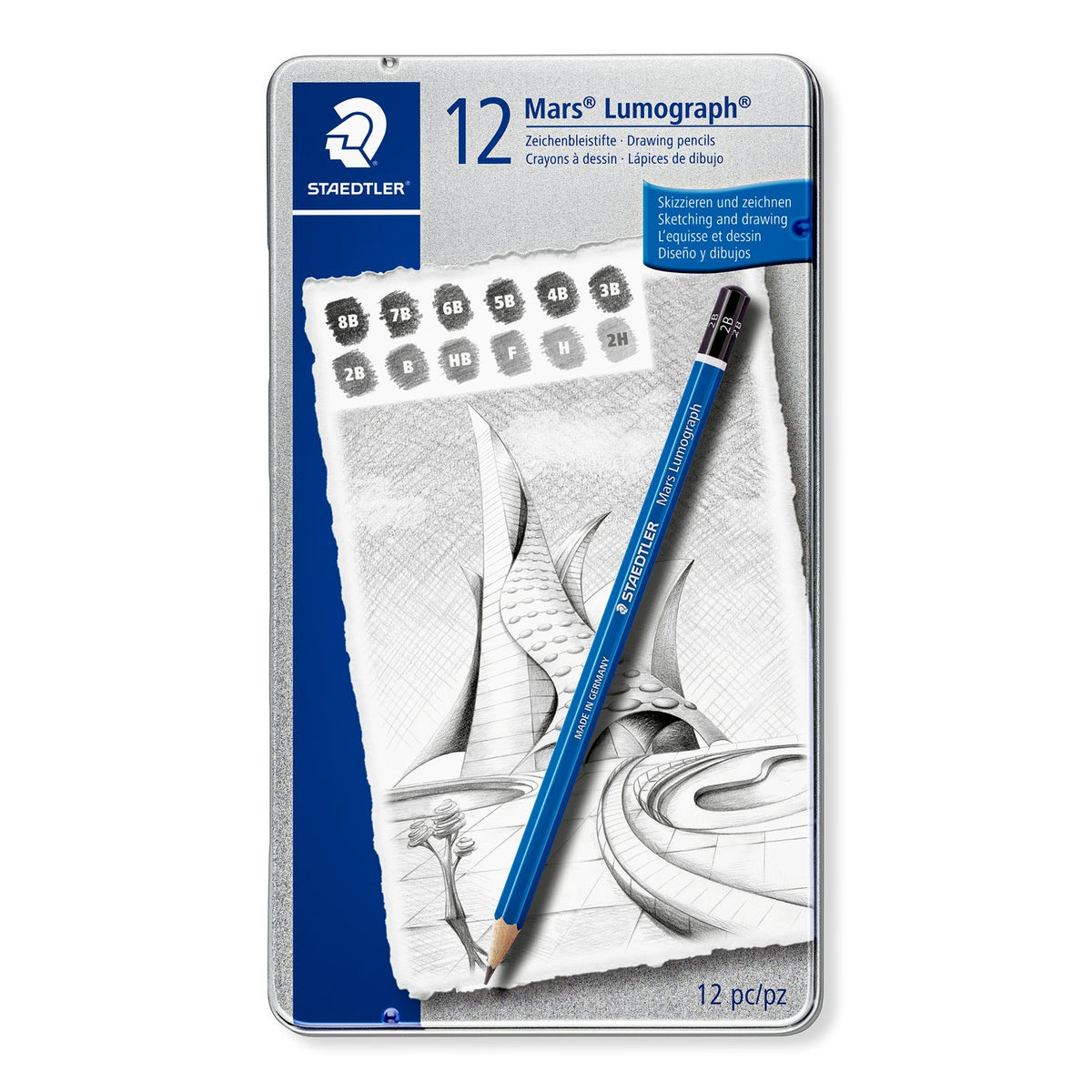 Staedtler Mars Lumograph Drawing Pencils Tin of 12
