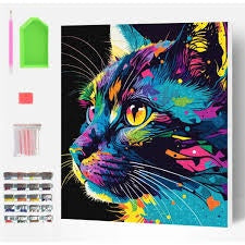 Splat Planet Diamond Painting Kit -Bright Cat 40x30cm
