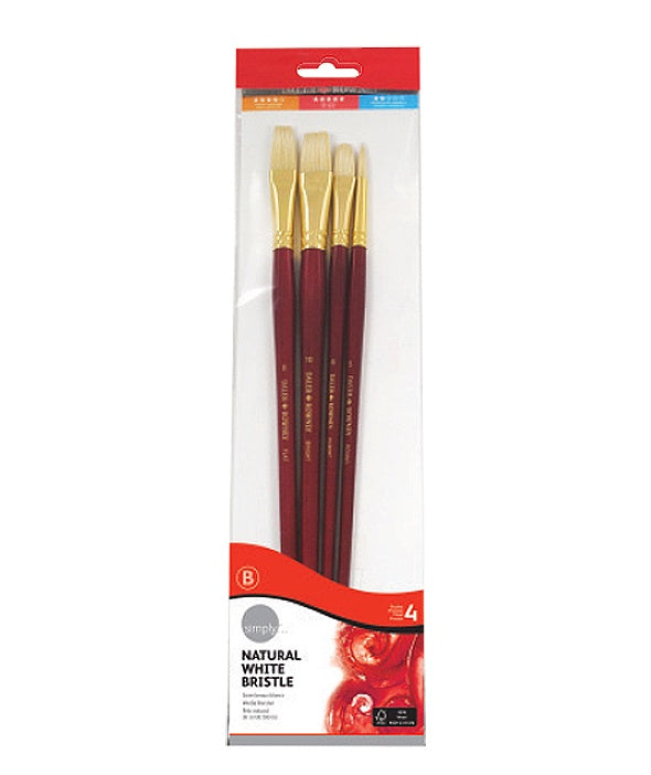 Daler Rowney Simply Brush Set White Bristle 4 Pc
