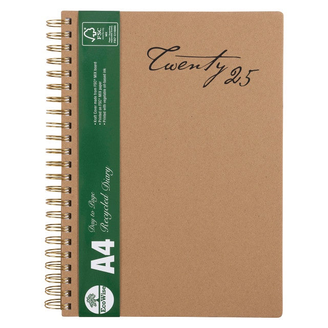 CUMBERLAND 2025 ECOWISE DIARY A4 DAY TO A PAGE KRAFT
