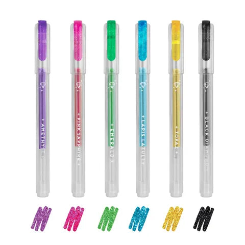 Set Of 6 Mini Glitter Gel Pen