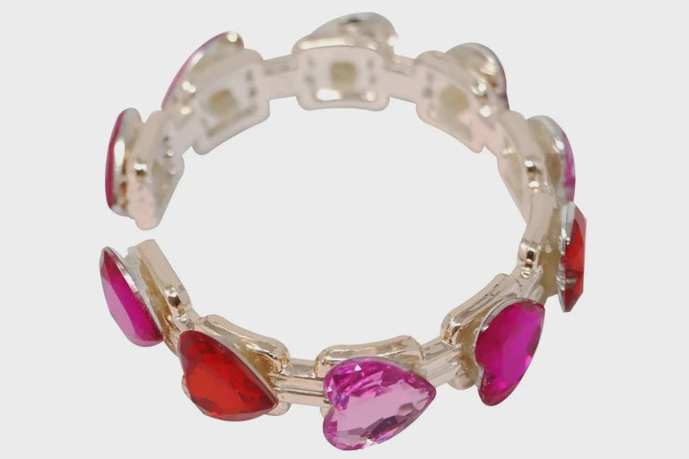 Pink Poppy Gemstone Heart Bangle