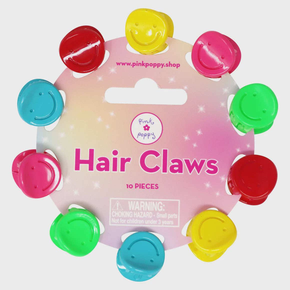 Pink Poppy Hair Claws Smiley Face