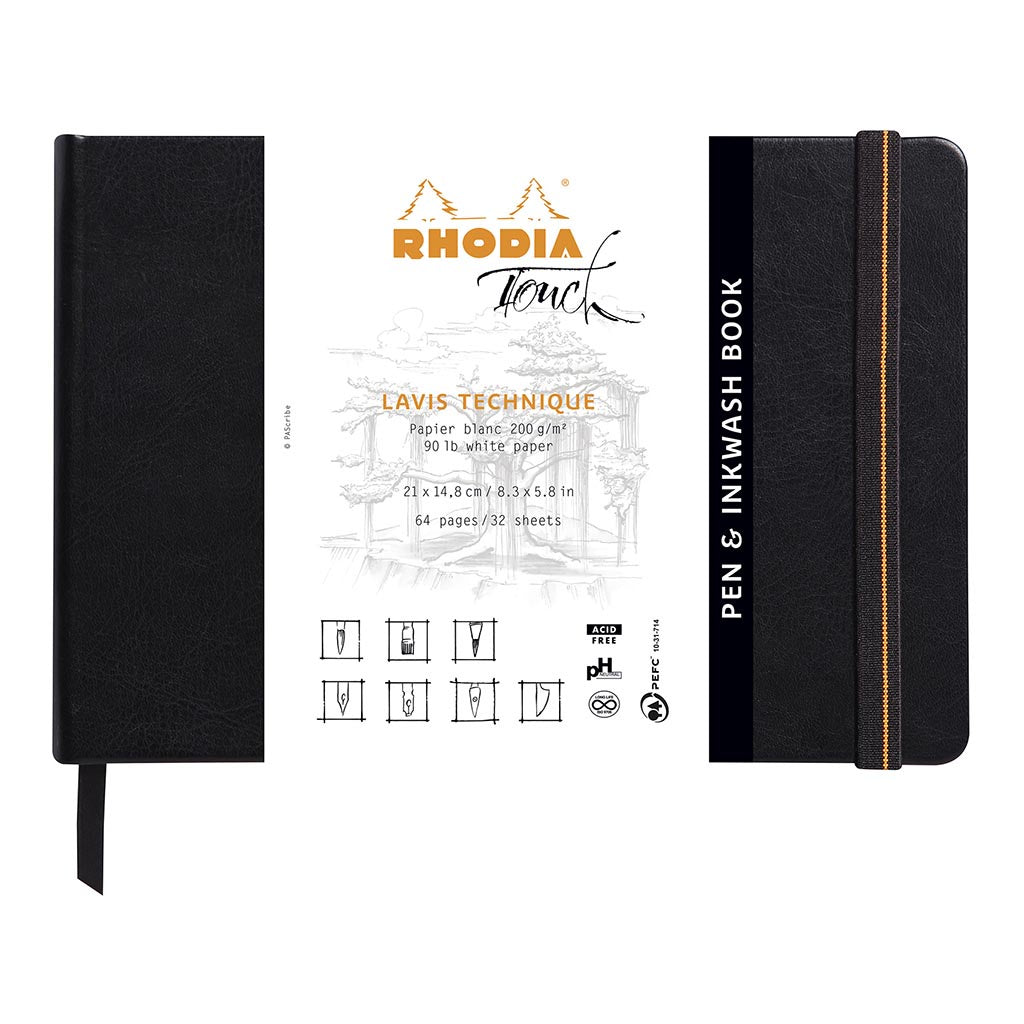 Rhodia Inkwash Book A5 Landscape Blank 64 Pg 200gm