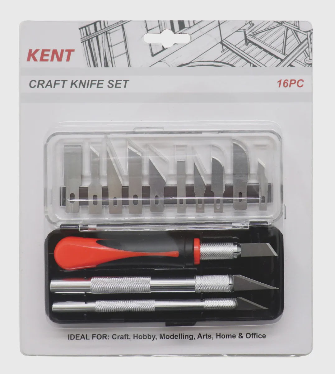 Kent Craft Knife Set 3 Handles 16Pc