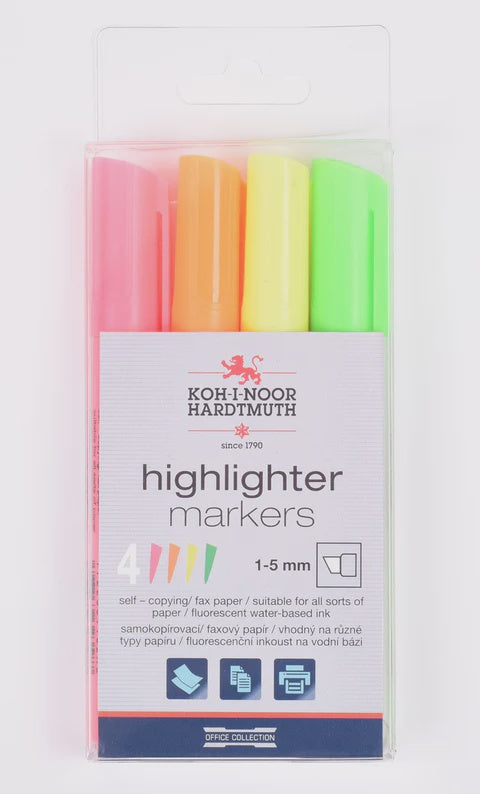 Koh-I-Noor Highlighter Markers 4 Pce 1-5mm