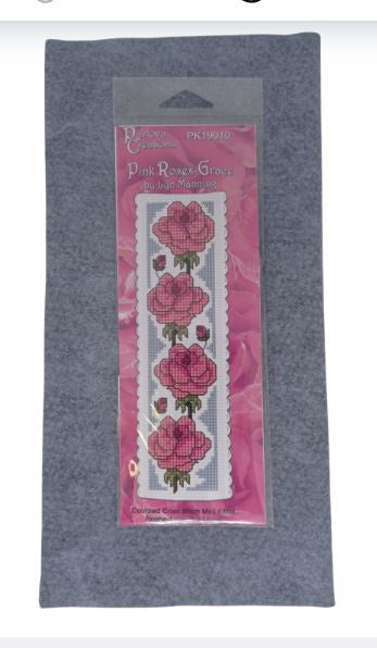 N.Z Cross Stitch Bookmark - Pink Roses (5 x 16cm)