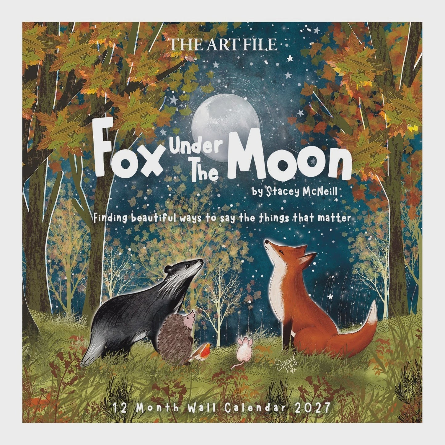 2027 Art File Wall Calendar: Fox Under The Moon