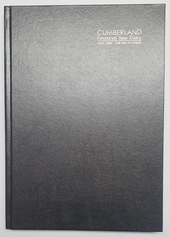 2025-2026 Financial Year Diary Cumberland Casebound A4 Day to Page Black