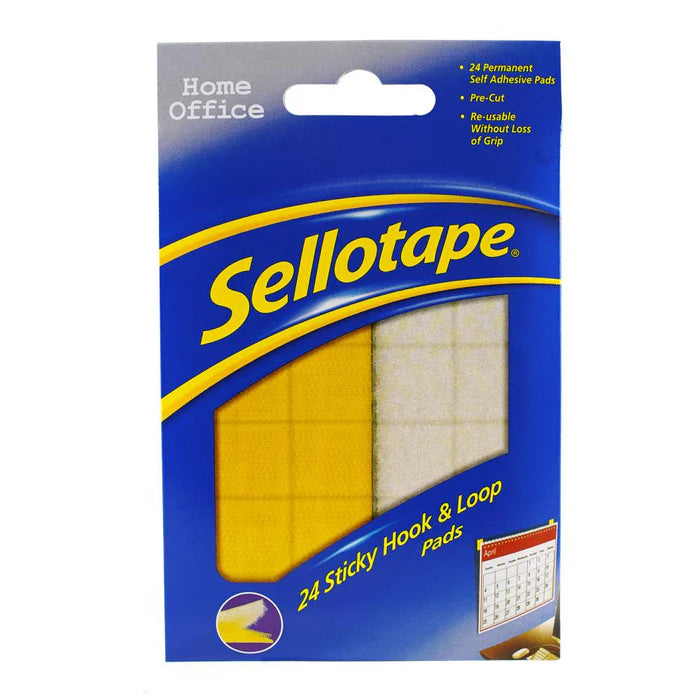 Sellotape Sticky Hook&Loop Permanent 20mm 24 Pk