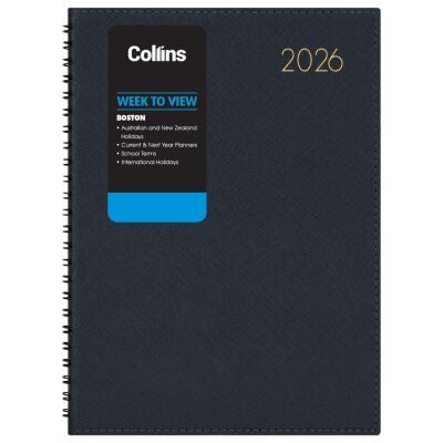 2026 Collins Boston A43 Diary Navy Week to View