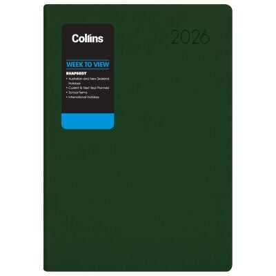 2026 Collins Rhapsody A43 Diary Racing Green Week to View 2026