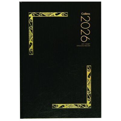 Collins A51 Te Reo Maori/English Bilingual Diary A5 Day Per Page 2026 Black