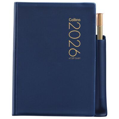 2026 Collins A72PP Diary Navy PVC with Pencil Two Days to Page
