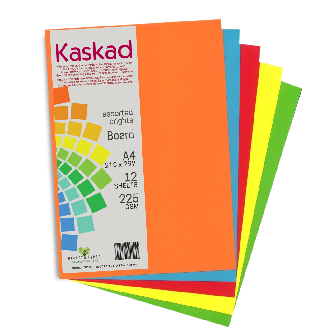 Kaskad A4 Coloured Board 225gsm 12 Pack