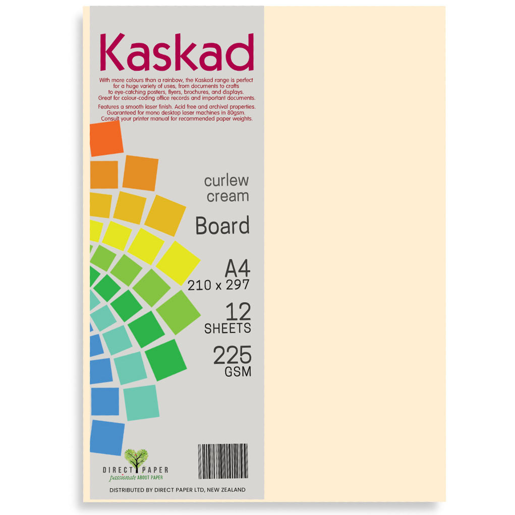 Kaskad A4 Coloured Board 225gsm 12 Pack