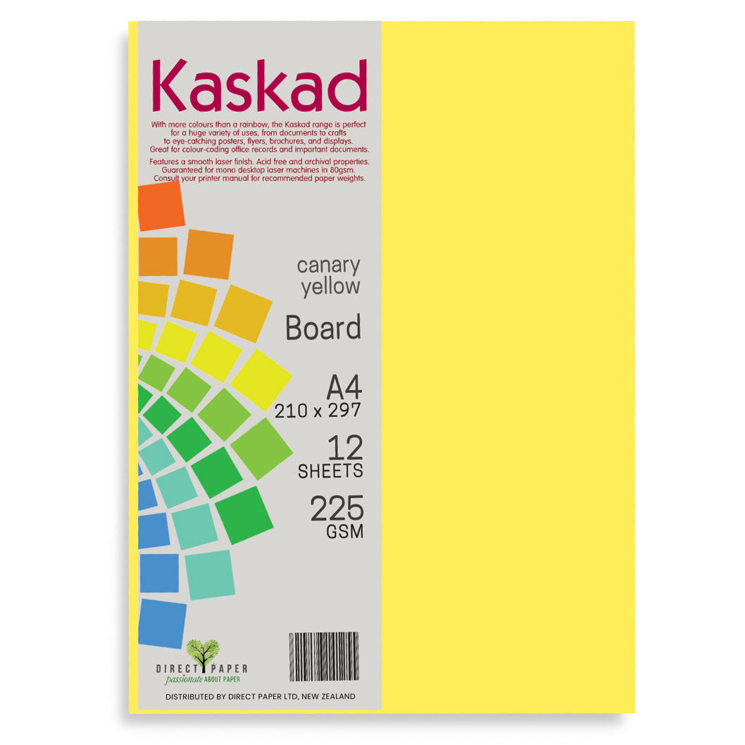 Kaskad A4 Coloured Board 225gsm 12 Pack