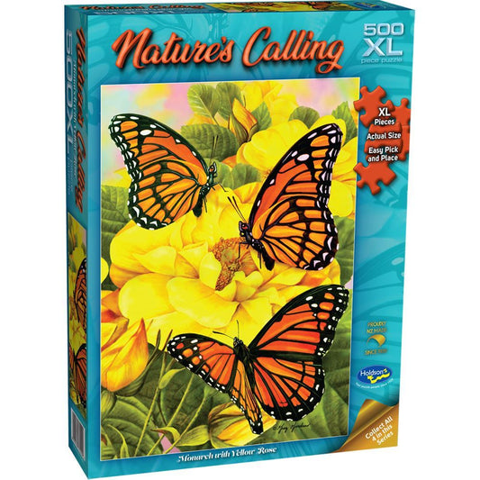Holdson Puzzle - Nature's Calling,  500XL pc (Monarch with Yellow Rose)
