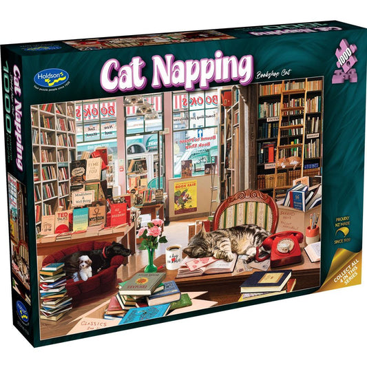 1000pc Cat Napping Bookshop Cat Puzzle