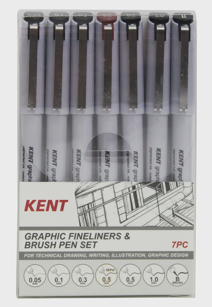 Kent Graphic  Fineliner Set 7Pce