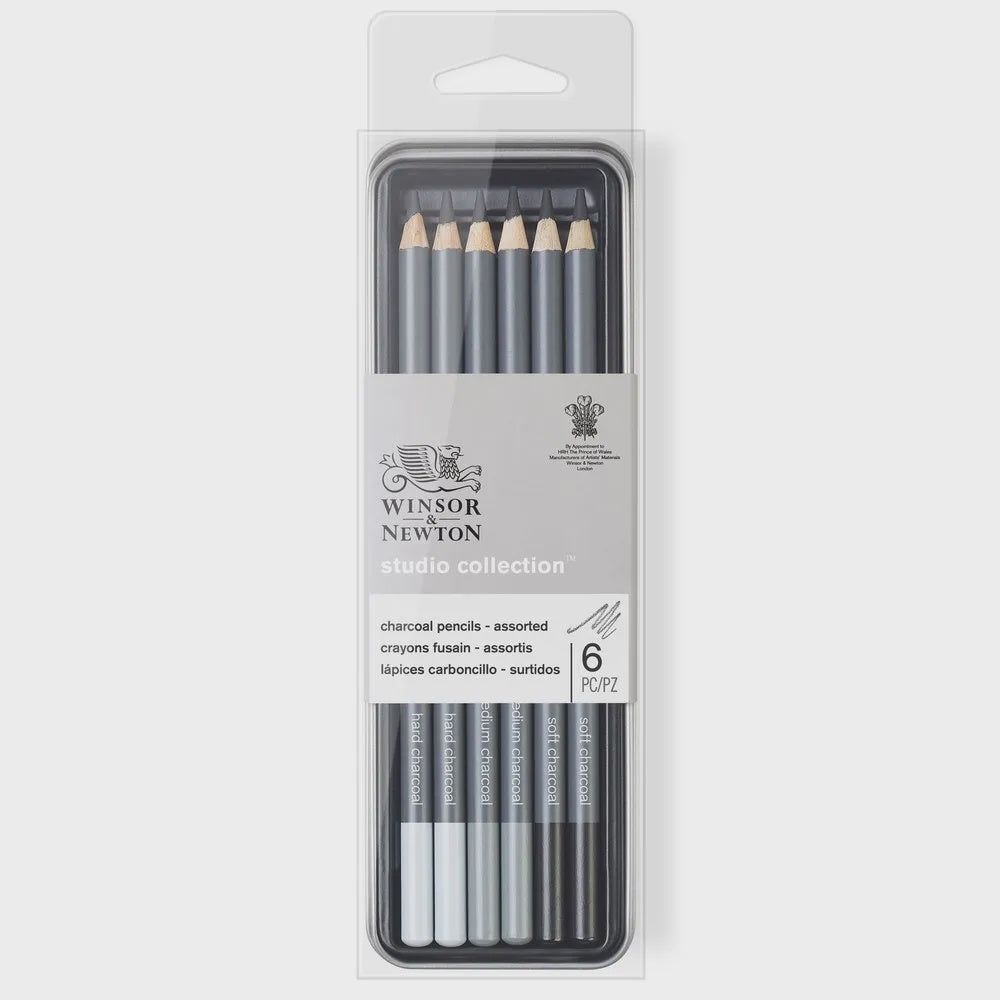 Winsor & Newton Studio Charcoal Pencil  Tin of 6
