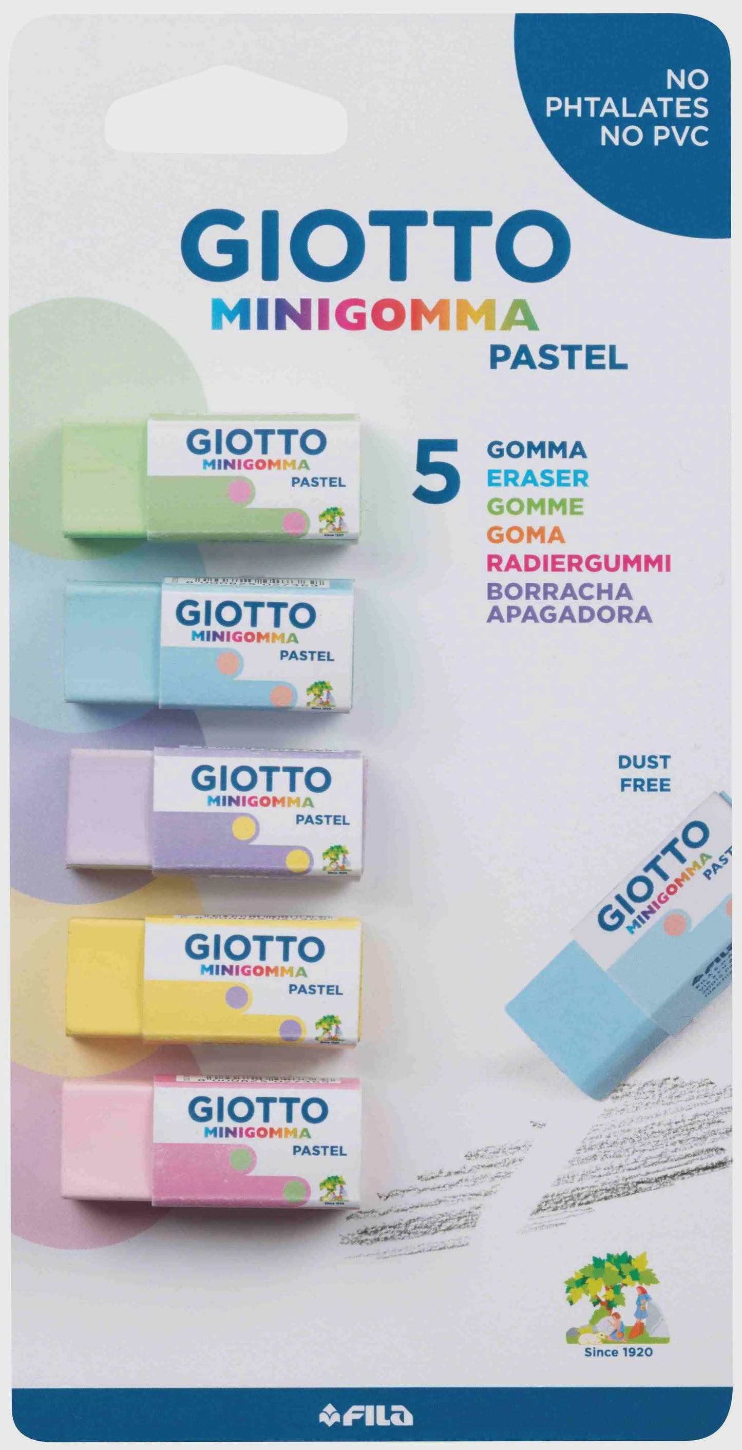 Giotto Eraser Asst Pastel 5 Pce