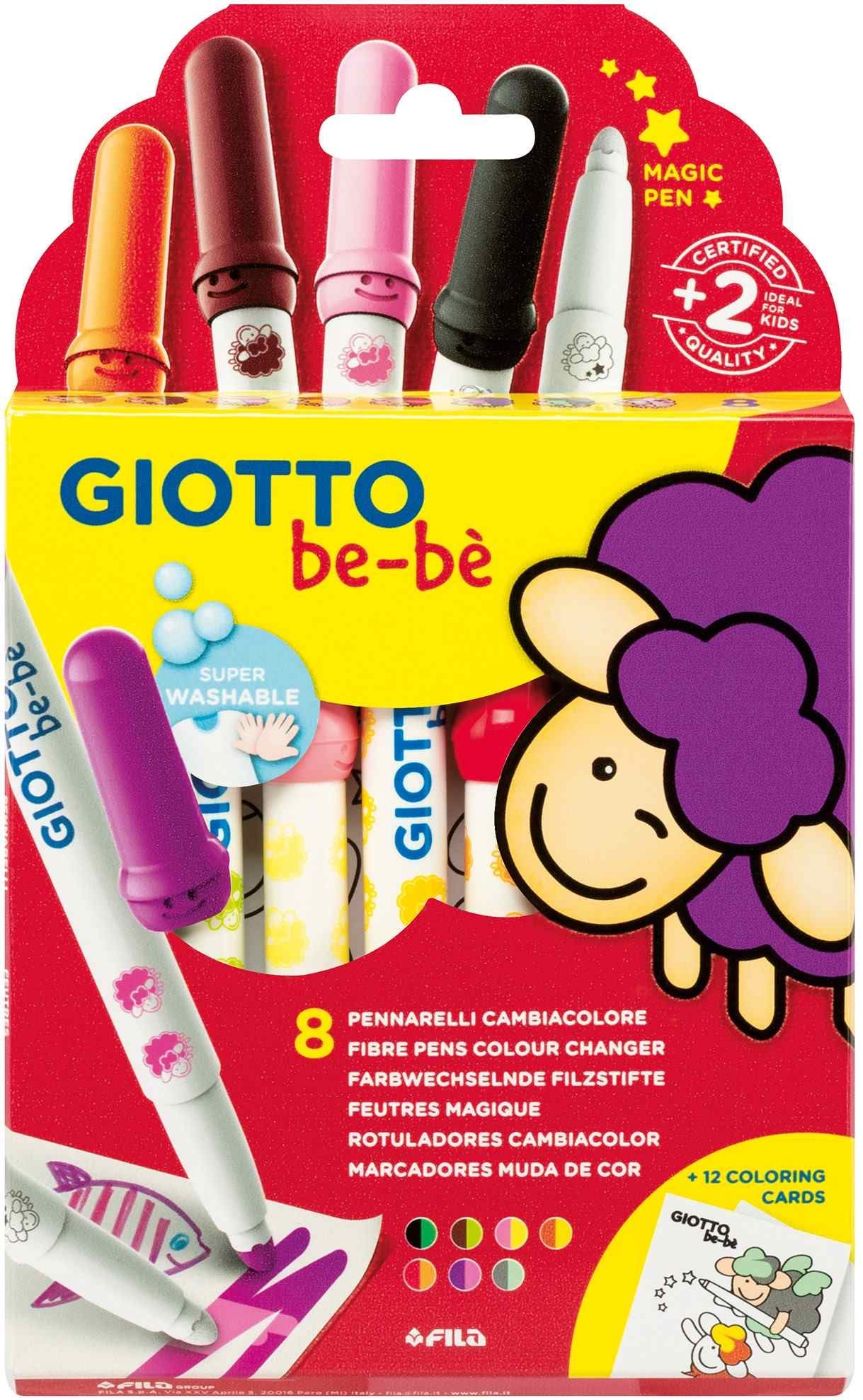 Giotto Be-Be Fibre Pens 7 Pack And Colour Change And 12 Colour Cards