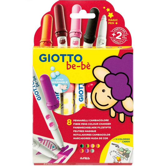 Giotto Be-Be Fibre Pens 7 Pack And Colour Change And 12 Colour Cards