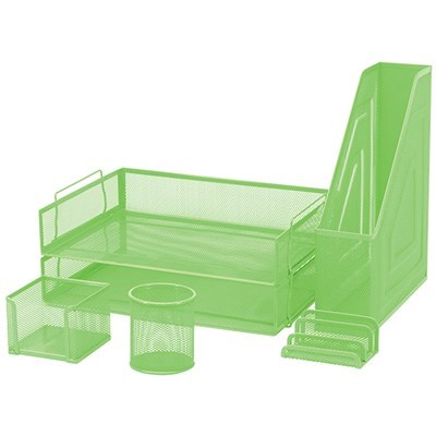 Fm 6 Piece Mesh Desk Set Green