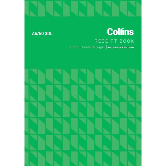 Receipt Book Collins A5/50 3Dl 50Lf Ncr