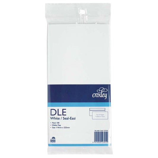 Envelopes Dle20 White Se Pk 100