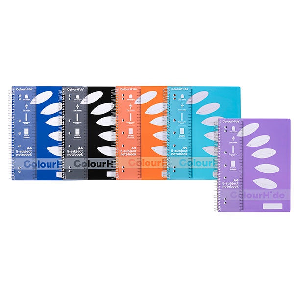 ColourHide A4 5-Subject Notebook 250pg Assorted