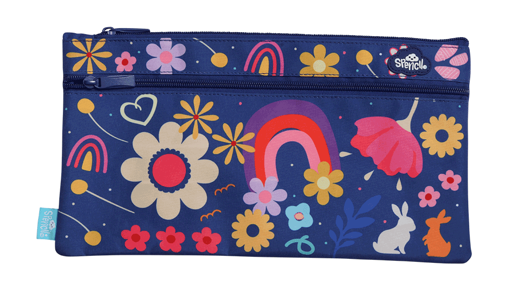 Pencil Twin Zip Pencil Case - Flower Fun