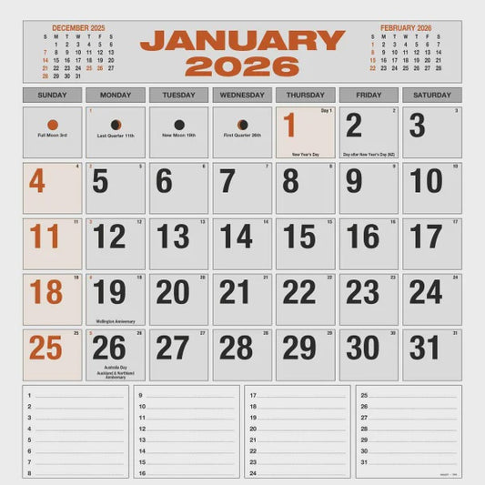Commercial Wall Calendar 2026