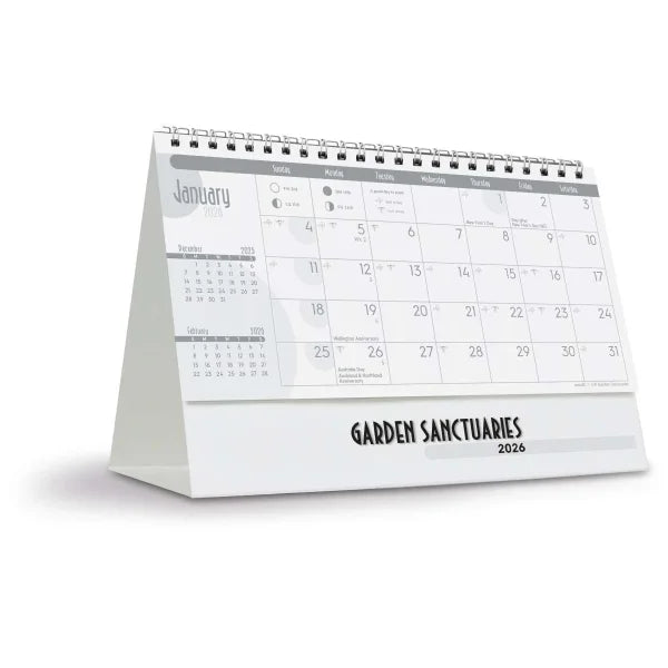 Garden Sanctuaries Desk Calendar with Envelope 2026