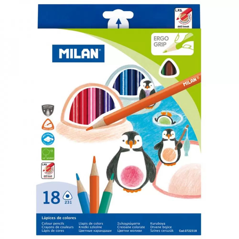 Milan Coloured Pencils Triangular 18 Pac