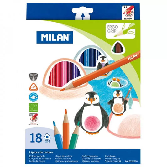 Milan Coloured Pencils Triangular 18 Pac