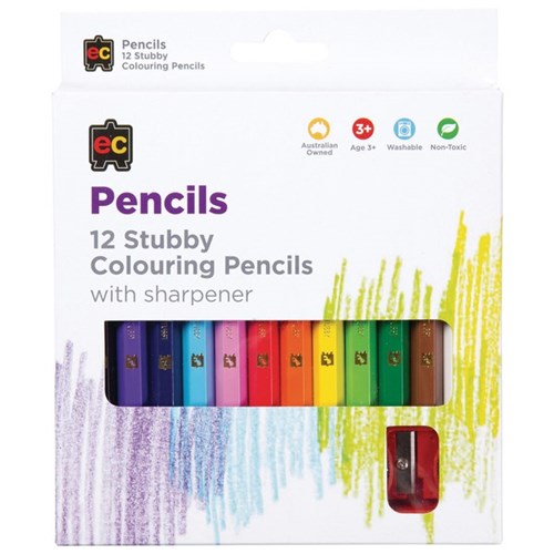 Pencils Stubby X 12 Inc Sharpener