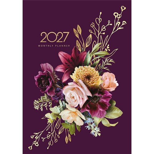 Collins Diary Designer A4 Monthly Planner Floral Bouquet 2027