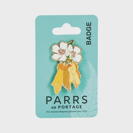 Badge Manuka & Kowhai Flowers