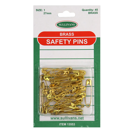 Safety Pins Brass 27mm 45Pce