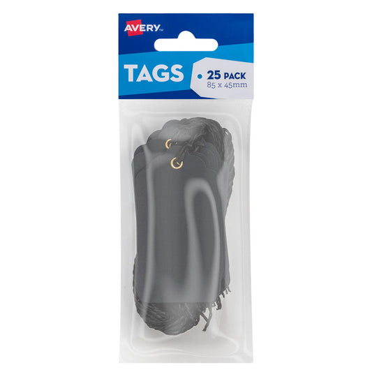 Avery Black Tags W/String 25 Pk