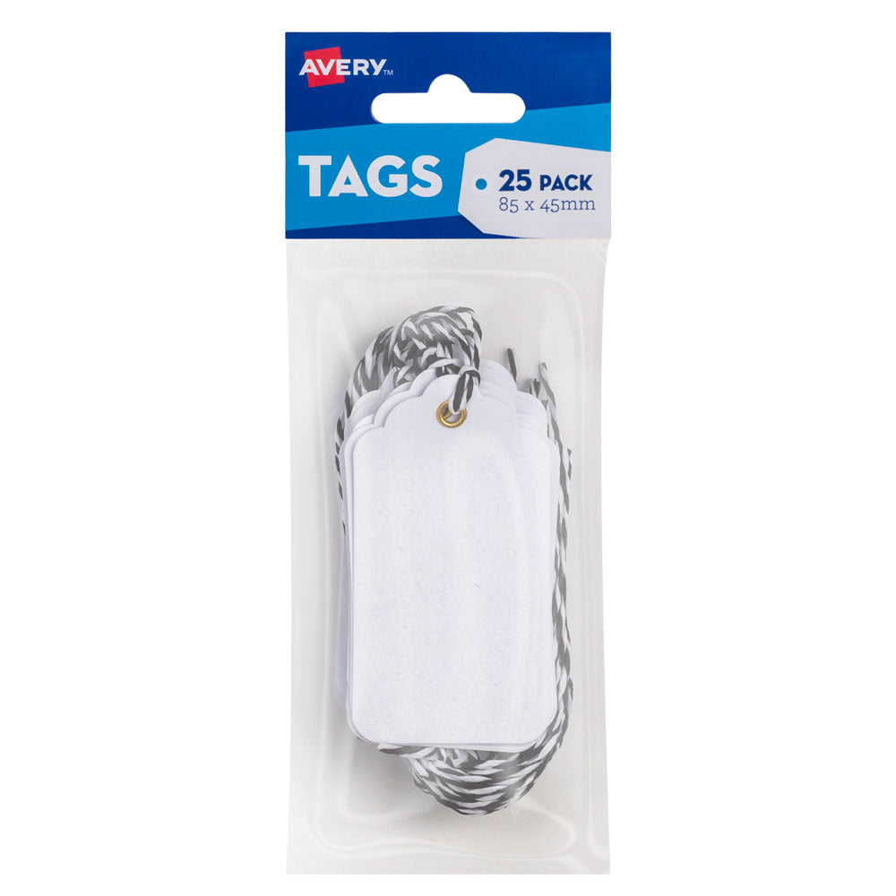 Avery White Tags W/String 25Pk