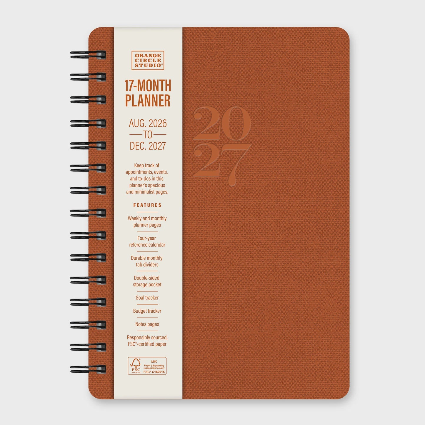 17 Month Agatha Planner 2027: Tawny Brown
